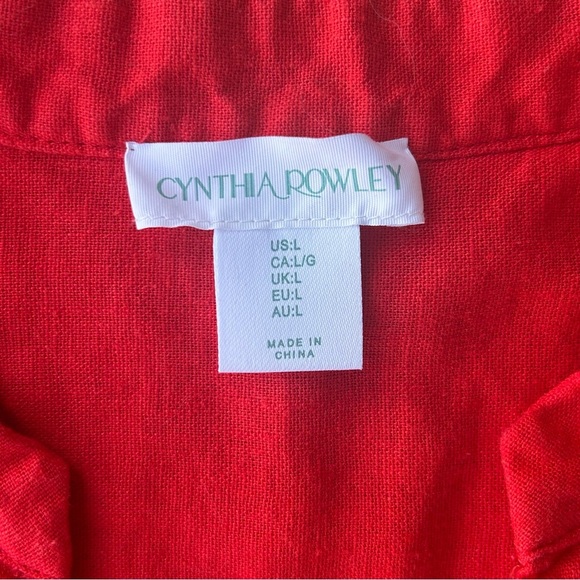 Cynthia Rowley Red Tiered Linen Midi Dress - Picture 4 of 8